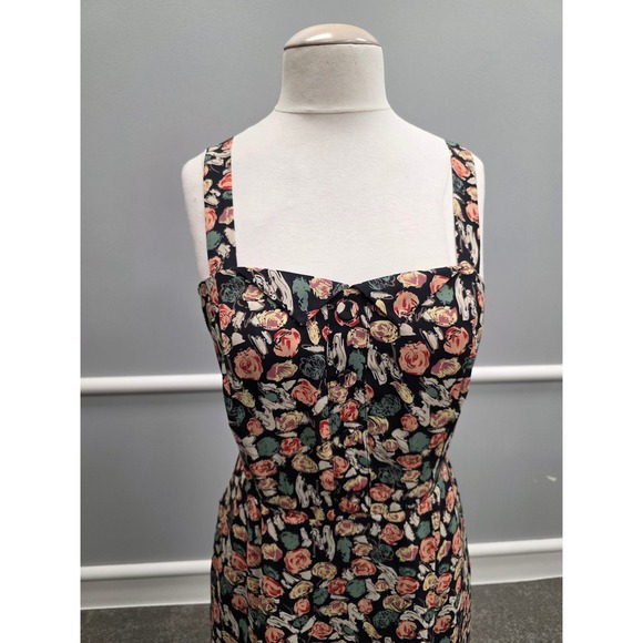 Floral Mini Dress Forever 21+ Plus Size 2X Sleeveless Black Peach Summer - Picture 2 of 9